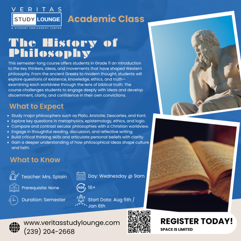 Veritas Study Lounge: History of Philosophy academic class poster