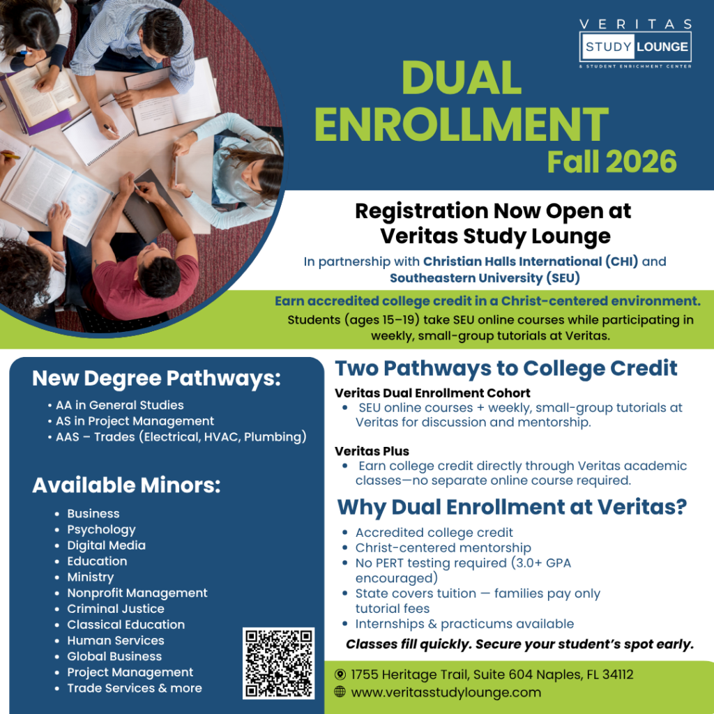 Veritas Dual Enrollment: Students earn college credit in high school for Fall 2026