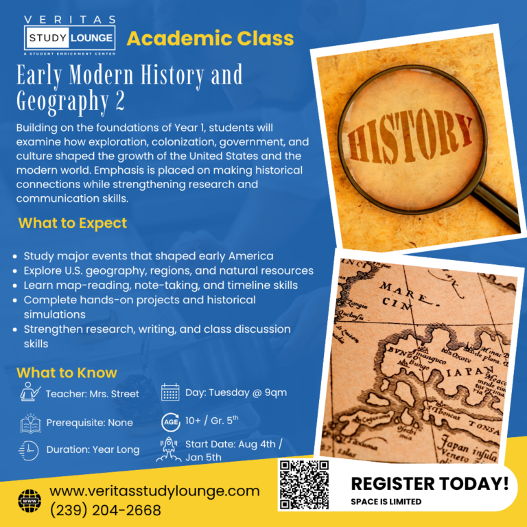 Veritas Study Lounge: Early Modern History and Geography 2 class poster