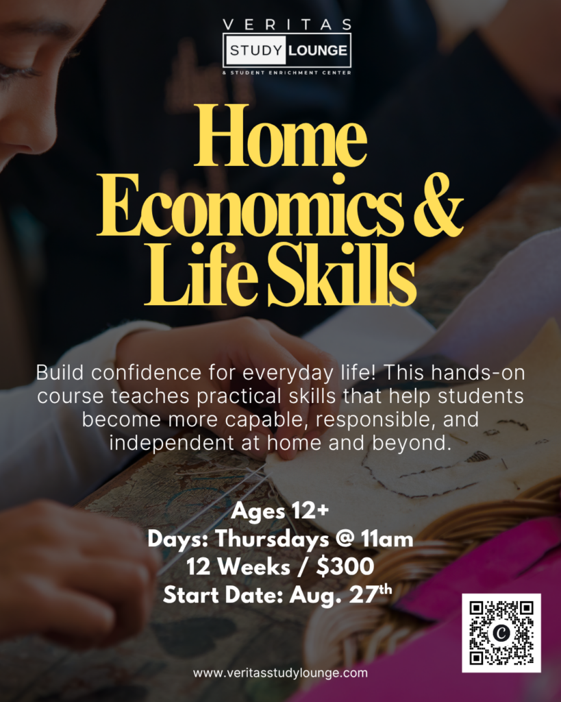 Veritas Study Lounge Home Economics & Life Skills course flyer